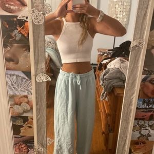 Ribbed White High Neck Cropped Tank (NWOT)